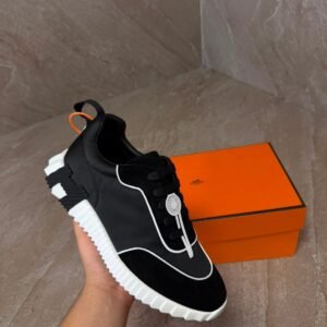 Hermes Bouncing Sneakers Black White Lines