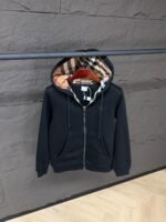Burberry Hood Cotton Zip Vest Black High Quality