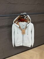 Burberry Hood Cotton Zip Vest Grey High Quality