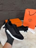 Hermes Bouncing Sneakers Black White Ribbels