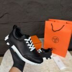 Hermes Bouncing Sneakers Black White Croc
