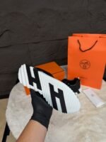 Hermes Bouncing Sneakers Black White Leather - Afbeelding 3