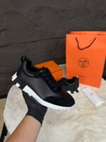 Hermes Bouncing Sneakers Black White Leather