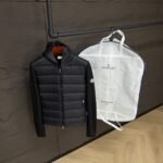 Moncler Panelled Zip-Up Hooded Jacket Black High Quality
