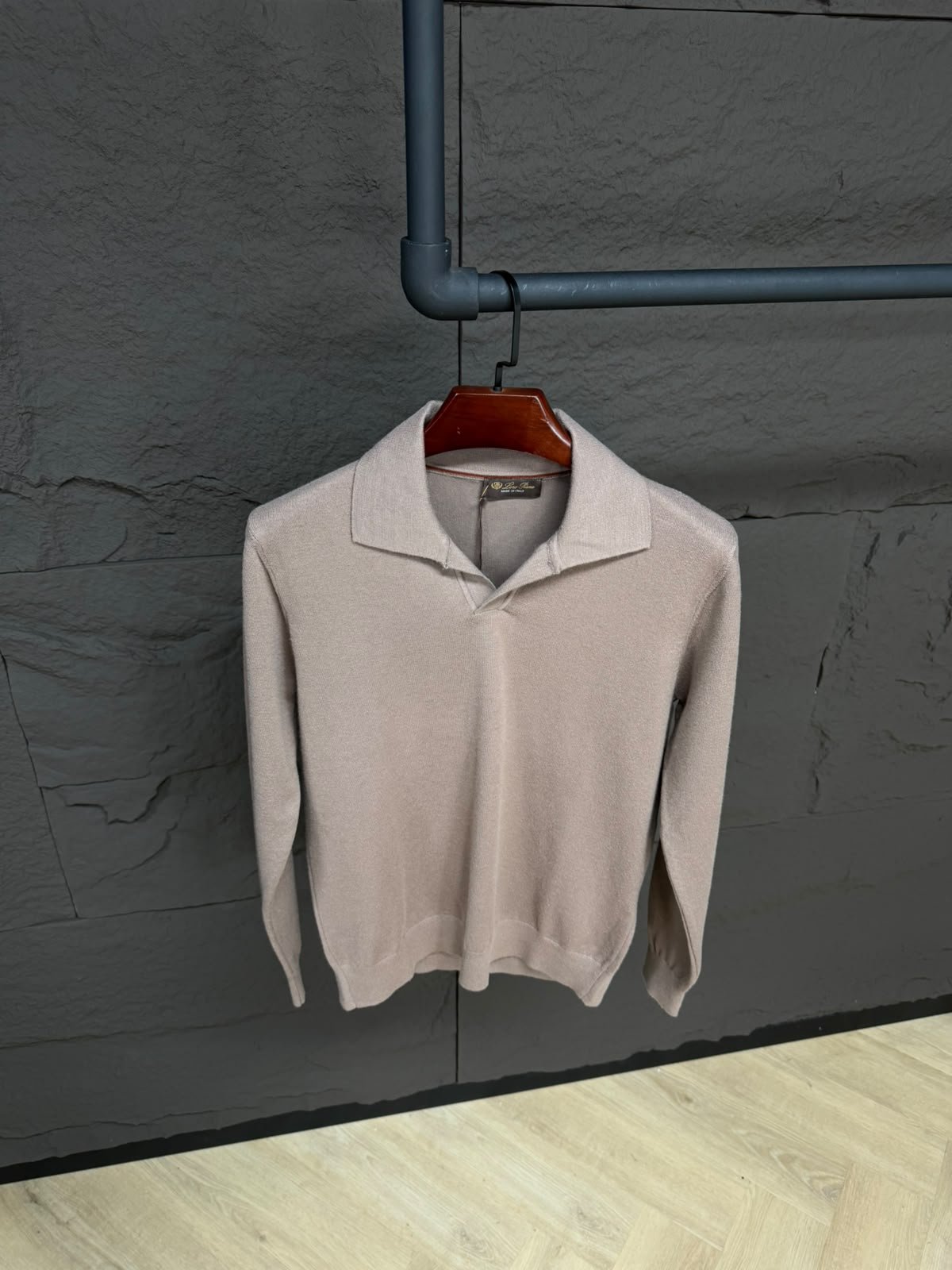 sergio (7) Loro Piana Sergio Taupe Sweater - Afbeelding 1