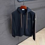 Moncler Brown Stripped Cotton Vest Black